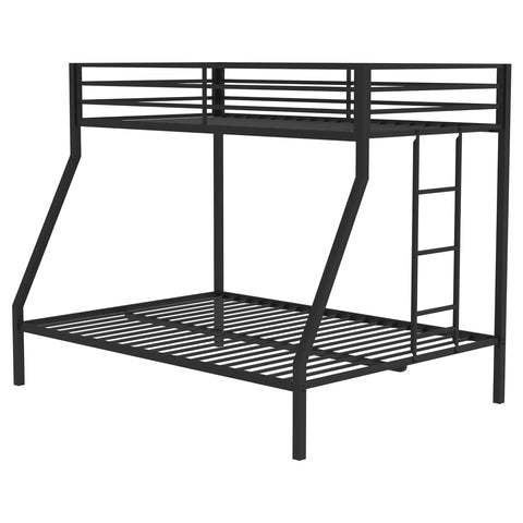 Grant Twin-Over-Full Steel Bunk Bed with Ladder Matte Black