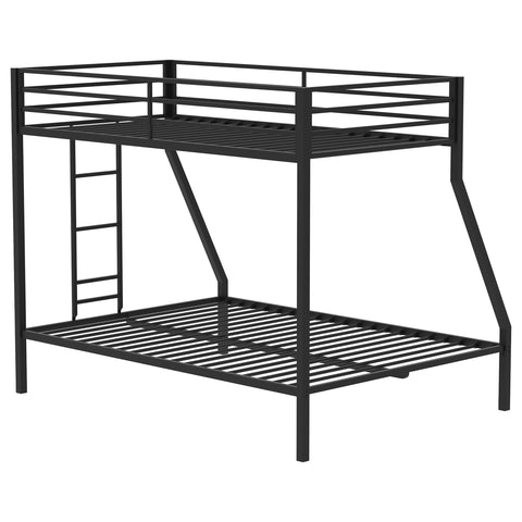 Grant Twin-Over-Full Steel Bunk Bed with Ladder Matte Black