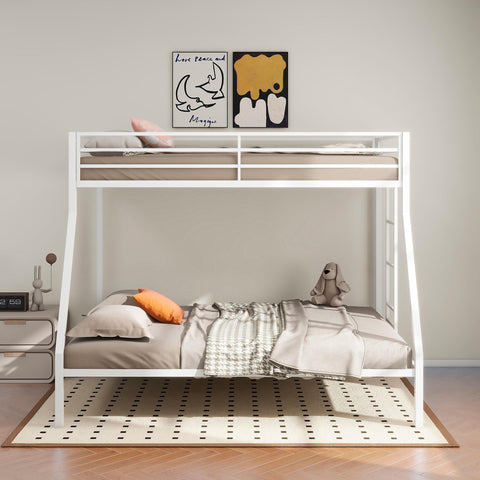 Grant Twin-Over-Full Steel Bunk Bed with Ladder Matte White