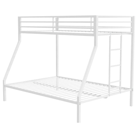 Grant Twin-Over-Full Steel Bunk Bed with Ladder Matte White