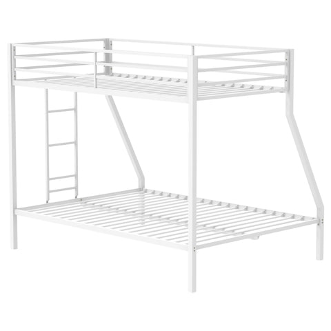 Grant Twin-Over-Full Steel Bunk Bed with Ladder Matte White