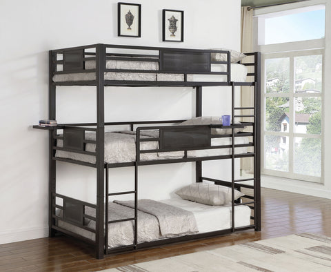 Gilman Metal Twin Triple Bunk Bed Dark BronzeDark Bronze