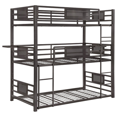 Gilman Metal Twin Triple Bunk Bed Dark BronzeDark Bronze