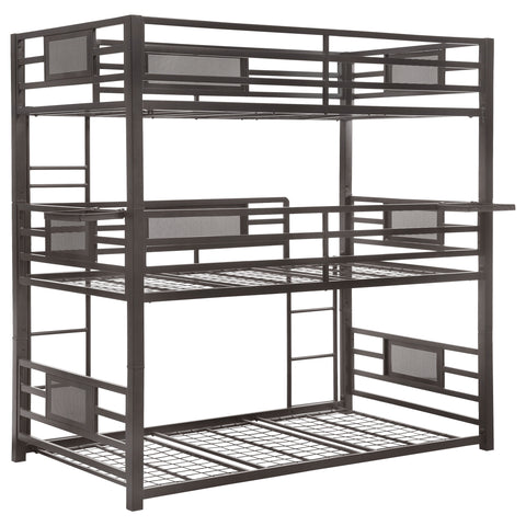 Gilman Metal Twin Triple Bunk Bed Dark BronzeDark Bronze