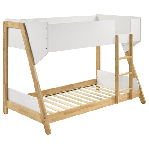 Mapes Wood Twin Over Twin Bunk Bed White and NaturalWhite / Natural