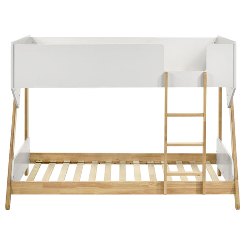Mapes Wood Twin Over Twin Bunk Bed White and NaturalWhite / Natural