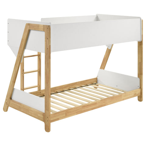 Mapes Wood Twin Over Twin Bunk Bed White and NaturalWhite / Natural