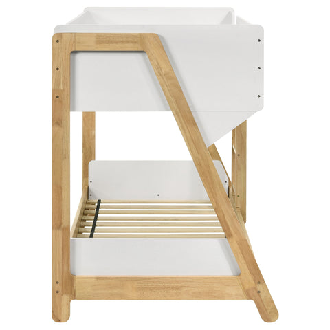 Mapes Wood Twin Over Twin Bunk Bed White and NaturalWhite / Natural