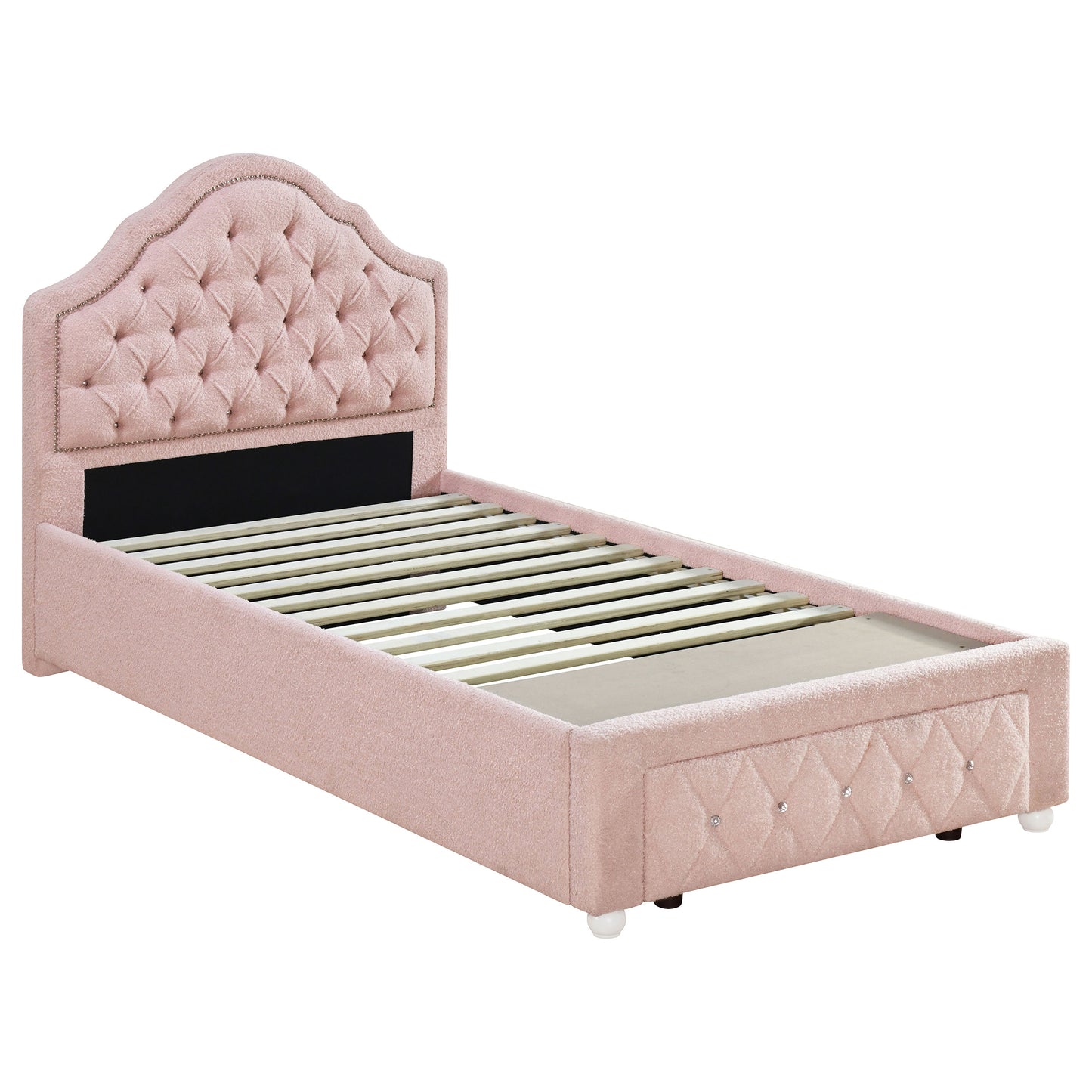 arlington 44-inch upholstered twin storage platform bed pinkpink