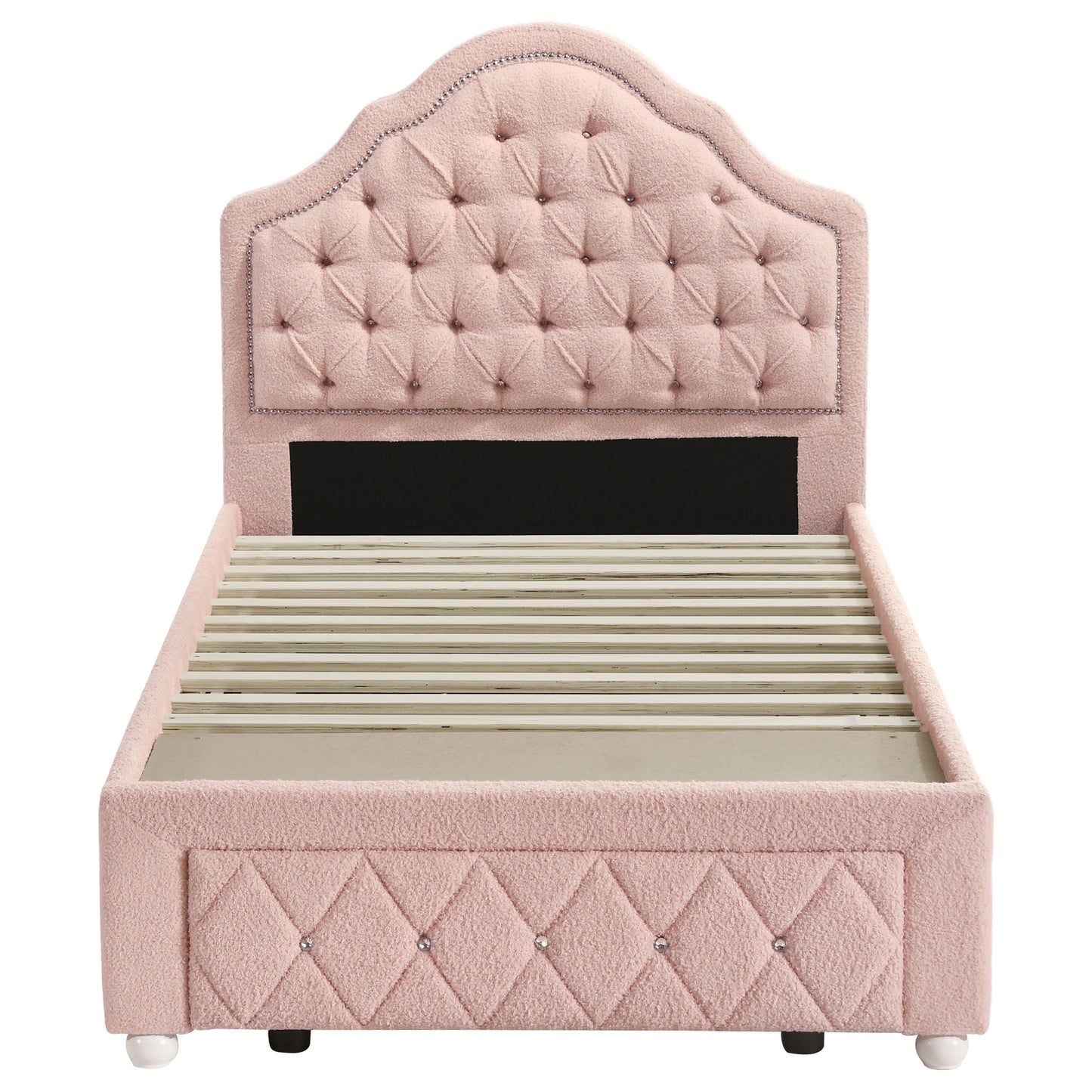 arlington 44-inch upholstered twin storage platform bed pinkpink