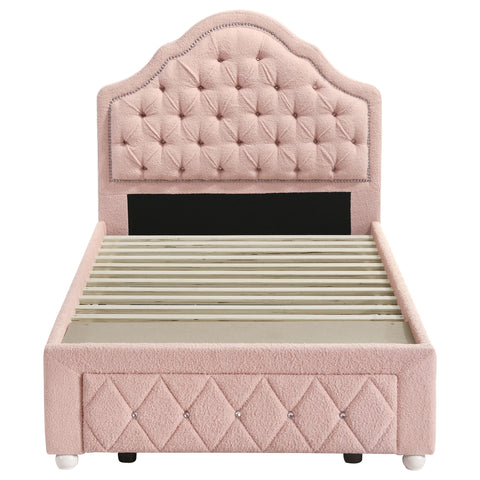 Arlington 44-inch Upholstered Twin Storage Platform Bed PinkPink