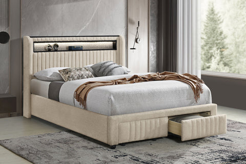 Gallimore Upholstered LED Full Storage Platform Bed CreamCream