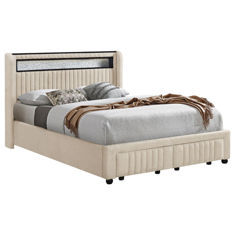 Gallimore Upholstered LED Full Storage Platform Bed CreamCream