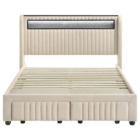 Gallimore Upholstered LED Full Storage Platform Bed CreamCream