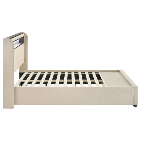 Gallimore Upholstered LED Full Storage Platform Bed CreamCream