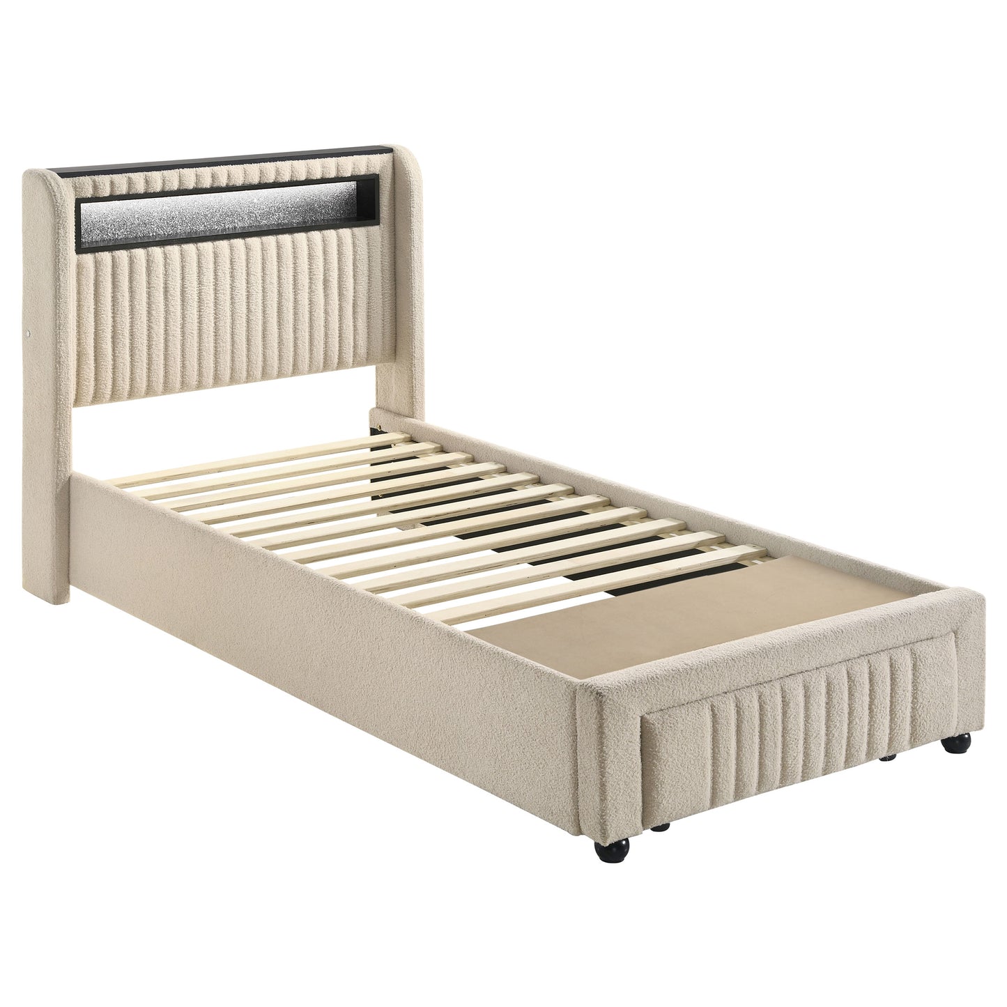 gallimore upholstered led twin storage platform bed creamcream