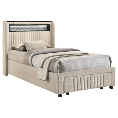 Gallimore Upholstered LED Twin Storage Platform Bed CreamCream