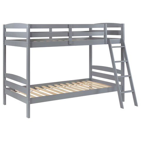 Conner Wood Twin Over Twin Bunk Bed GreyGrey