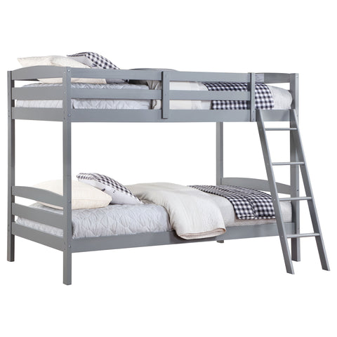 Conner Wood Twin Over Twin Bunk Bed GreyGrey
