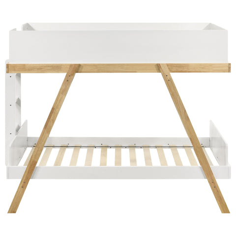 Pirro Wood Twin Over Twin Bunk Bed White and NaturalWhite