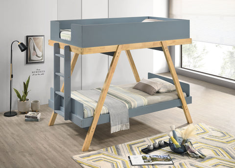 Colette Twin Over Twin Bunk Bed with 7-inch Mattresses Blue