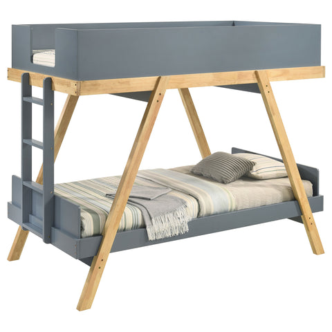 Colette Twin Over Twin Bunk Bed with 7-inch Mattresses Blue