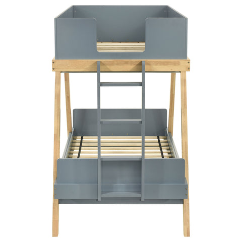 Pirro Wood Twin Over Twin Bunk Bed Blue and NaturalVan Courtland Blue
