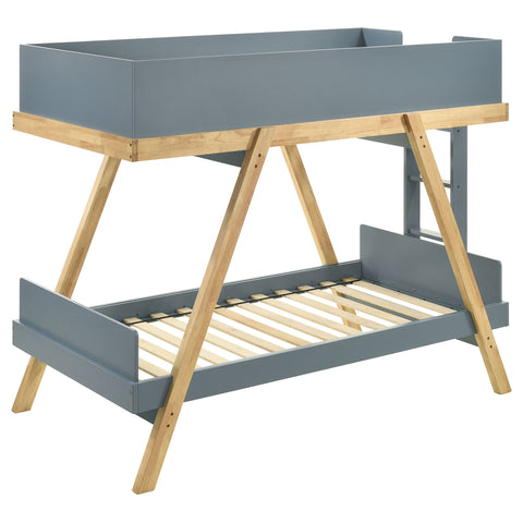 Pirro Wood Twin Over Twin Bunk Bed Blue and NaturalVan Courtland Blue