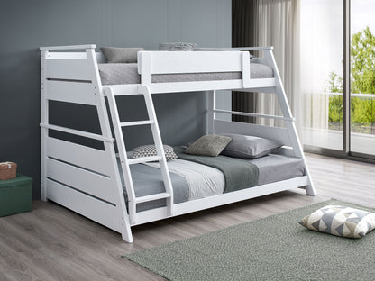 Kingsley Wood Veneer Twin Over Full Bunk Bed White