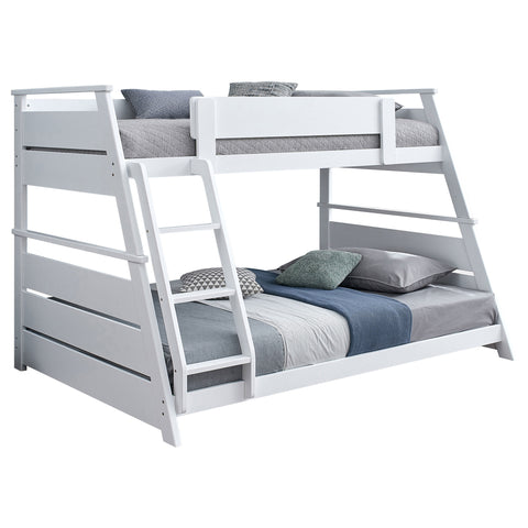 Kingsley Wood Veneer Twin Over Full Bunk Bed White