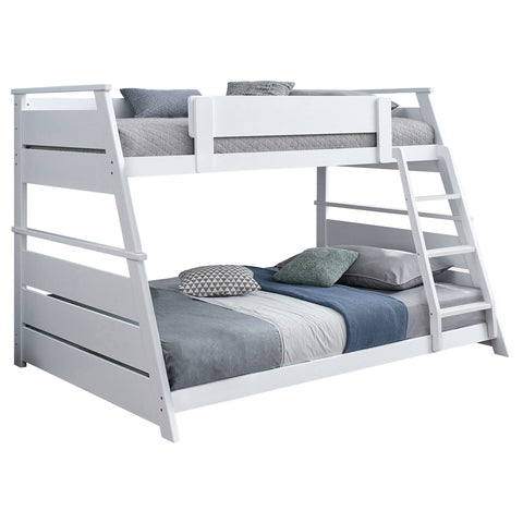 Kingsley Wood Veneer Twin Over Full Bunk Bed White