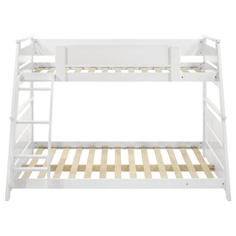 Kingsley Wood Veneer Twin Over Full Bunk Bed White