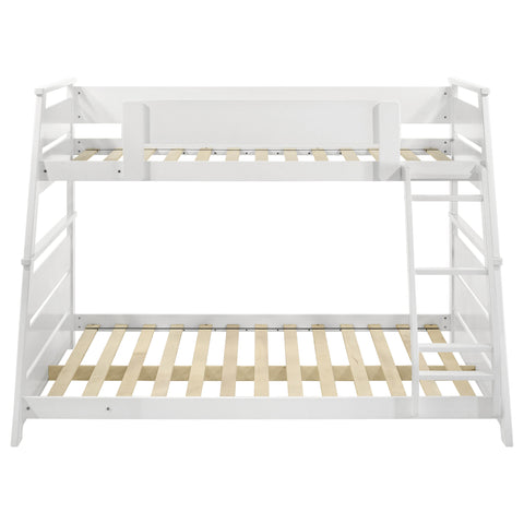 Kingsley Wood Veneer Twin Over Full Bunk Bed White