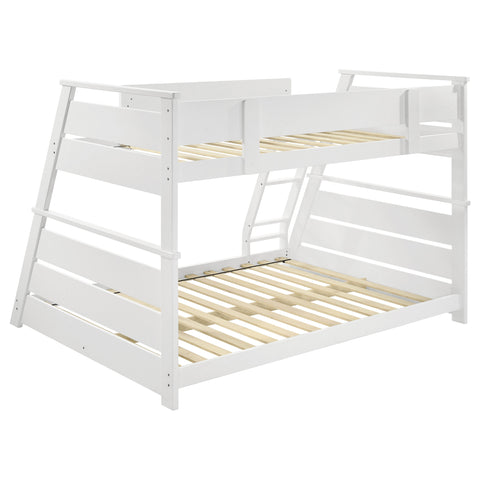 Kingsley Wood Veneer Twin Over Full Bunk Bed White