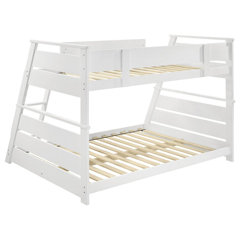 Kingsley Wood Veneer Twin Over Full Bunk Bed White