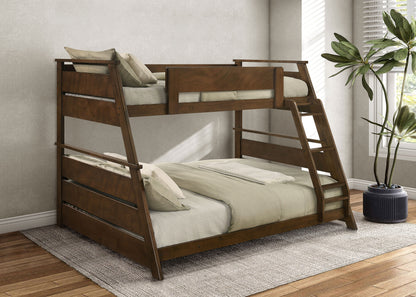 Kingsley Wood Veneer Twin Over Full Bunk Bed Walnut