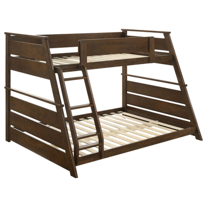 Kingsley Wood Veneer Twin Over Full Bunk Bed Walnut