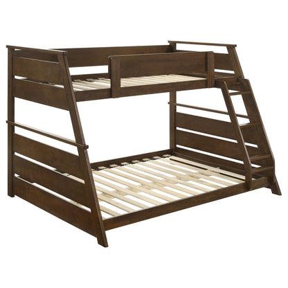 Kingsley Wood Veneer Twin Over Full Bunk Bed Walnut