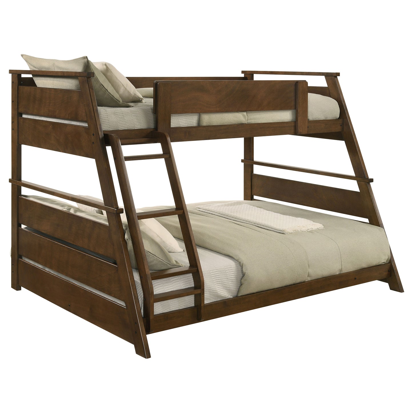 kingsley wood veneer twin over full bunk bed walnut