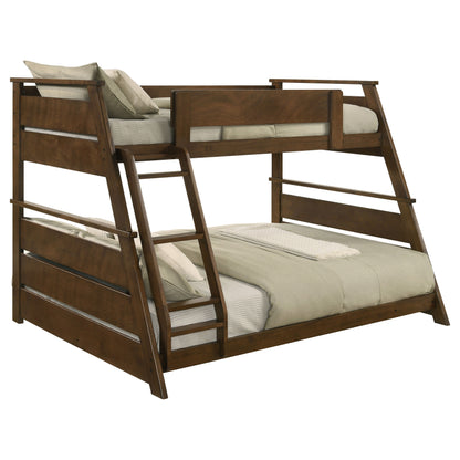 Kingsley Wood Veneer Twin Over Full Bunk Bed Walnut