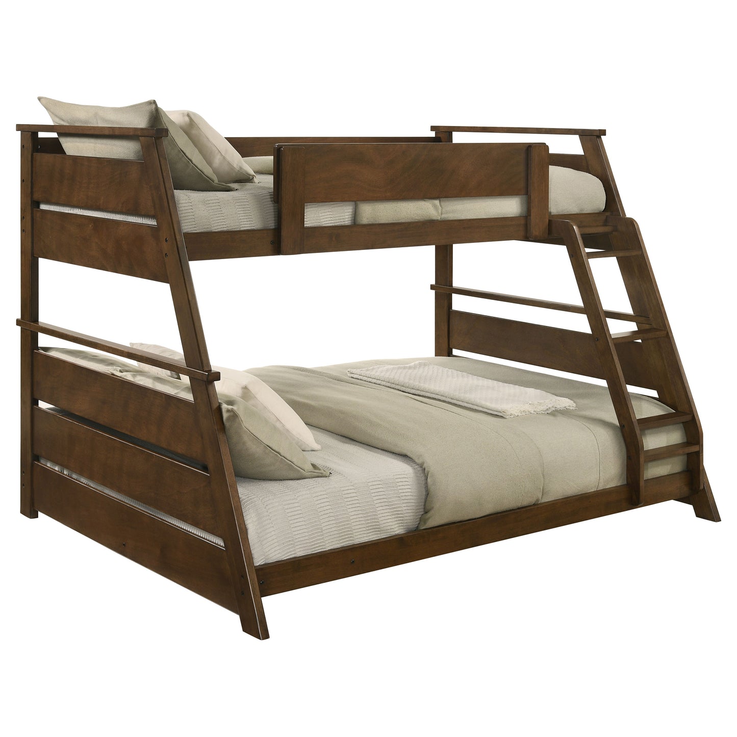 kingsley wood veneer twin over full bunk bed walnut