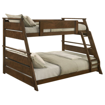 Kingsley Wood Veneer Twin Over Full Bunk Bed Walnut