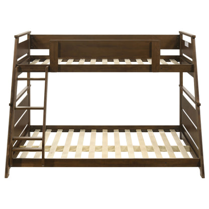 Kingsley Wood Veneer Twin Over Full Bunk Bed Walnut