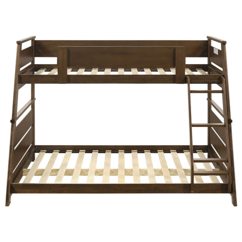 Kingsley Wood Veneer Twin Over Full Bunk Bed Walnut