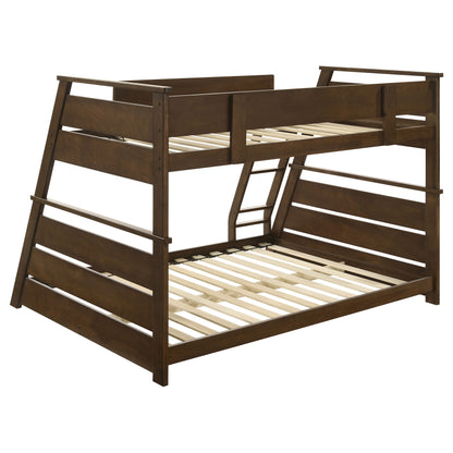 Kingsley Wood Veneer Twin Over Full Bunk Bed Walnut