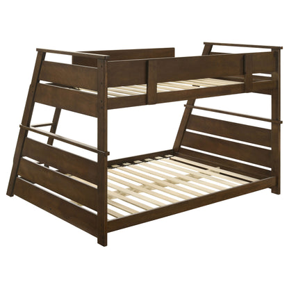 Kingsley Wood Veneer Twin Over Full Bunk Bed Walnut
