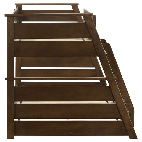 Kingsley Wood Veneer Twin Over Full Bunk Bed Walnut