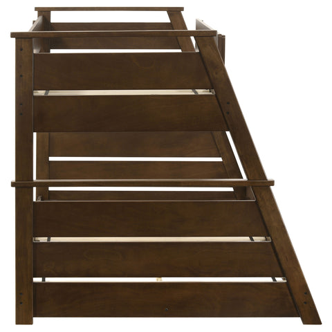 Kingsley Wood Veneer Twin Over Full Bunk Bed Walnut