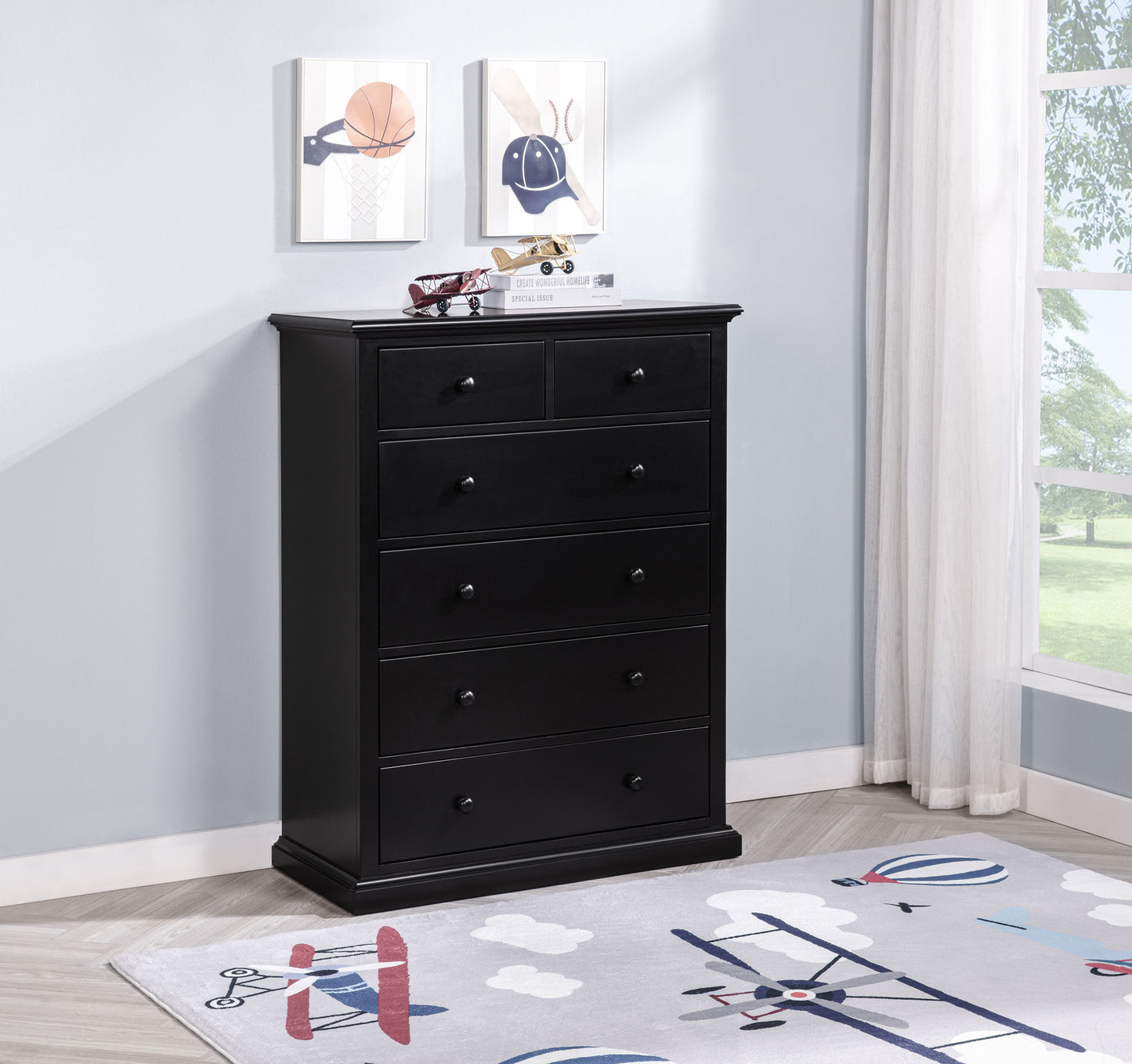 ferris 6-drawer bedroom chest of drawers black