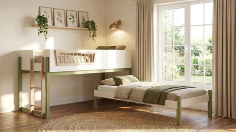 Zuma Twin Loft Bed with Ladder Tri-Tone